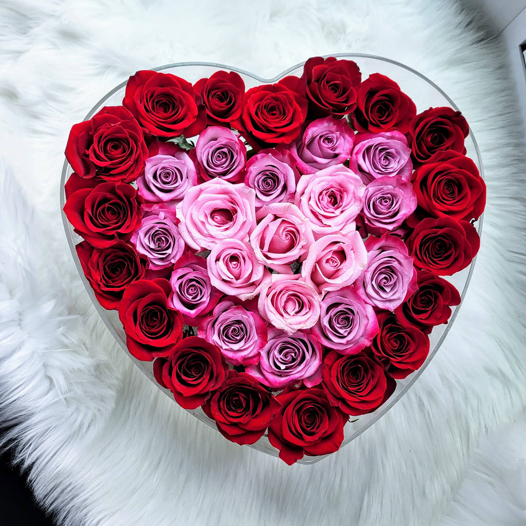 Three Dozen Fresh-cut Roses in Heart-Shaped Box