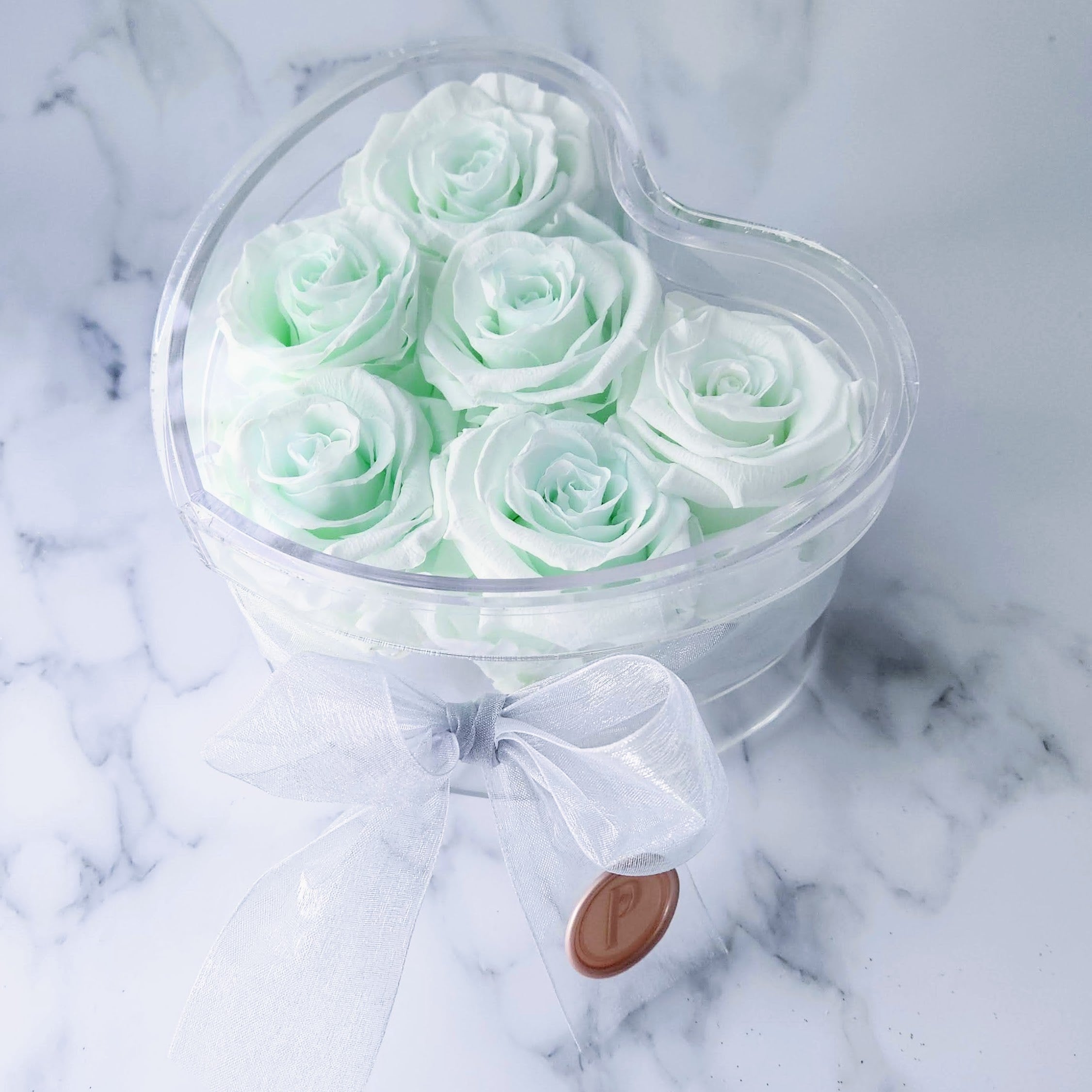 Heart-Shaped Acrylic Box of 6 Infinity Roses