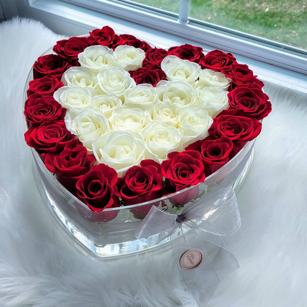 Three Dozen Fresh-cut Roses in Heart-Shaped Box