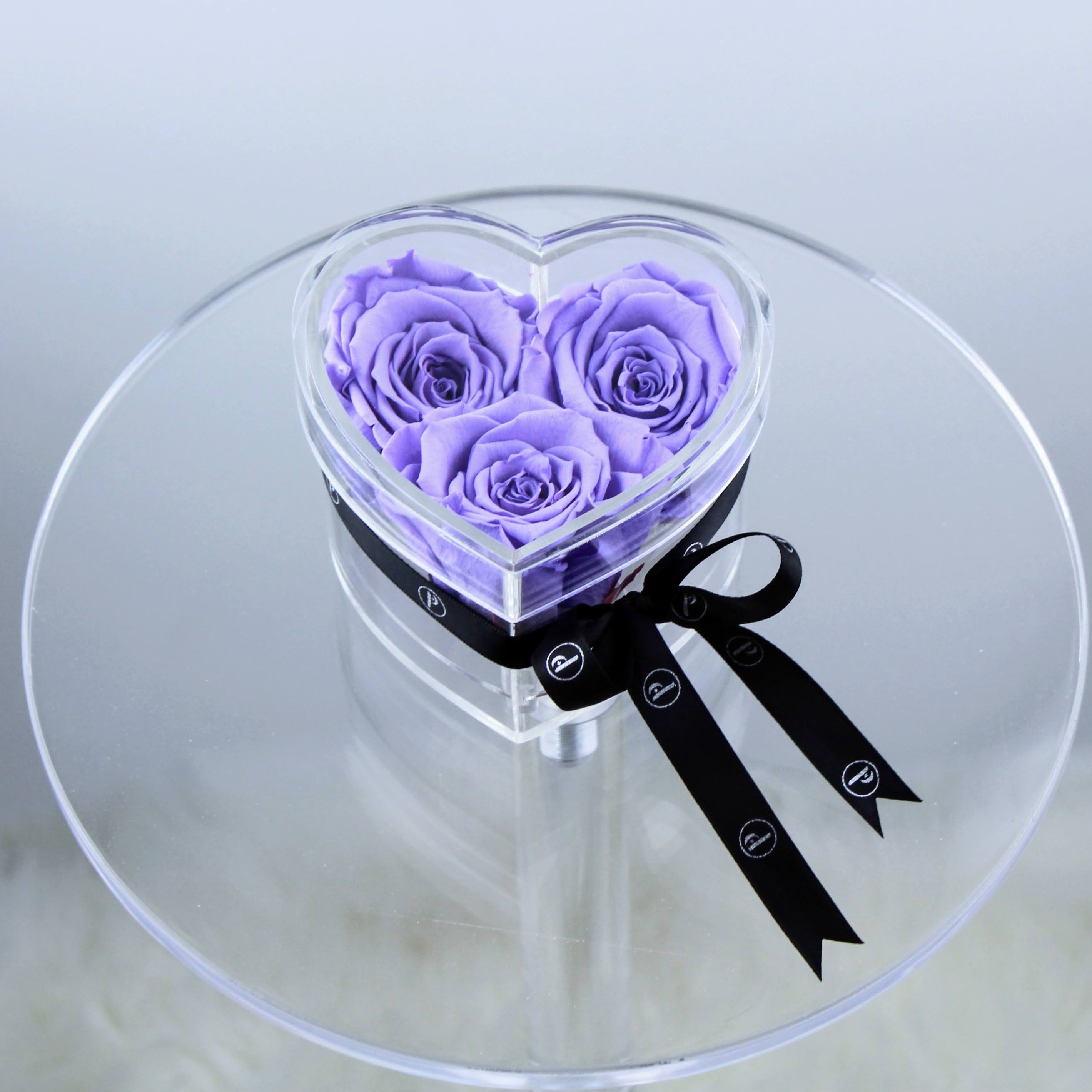 Heart-Shaped Acrylic Box of 3 Infinity Roses