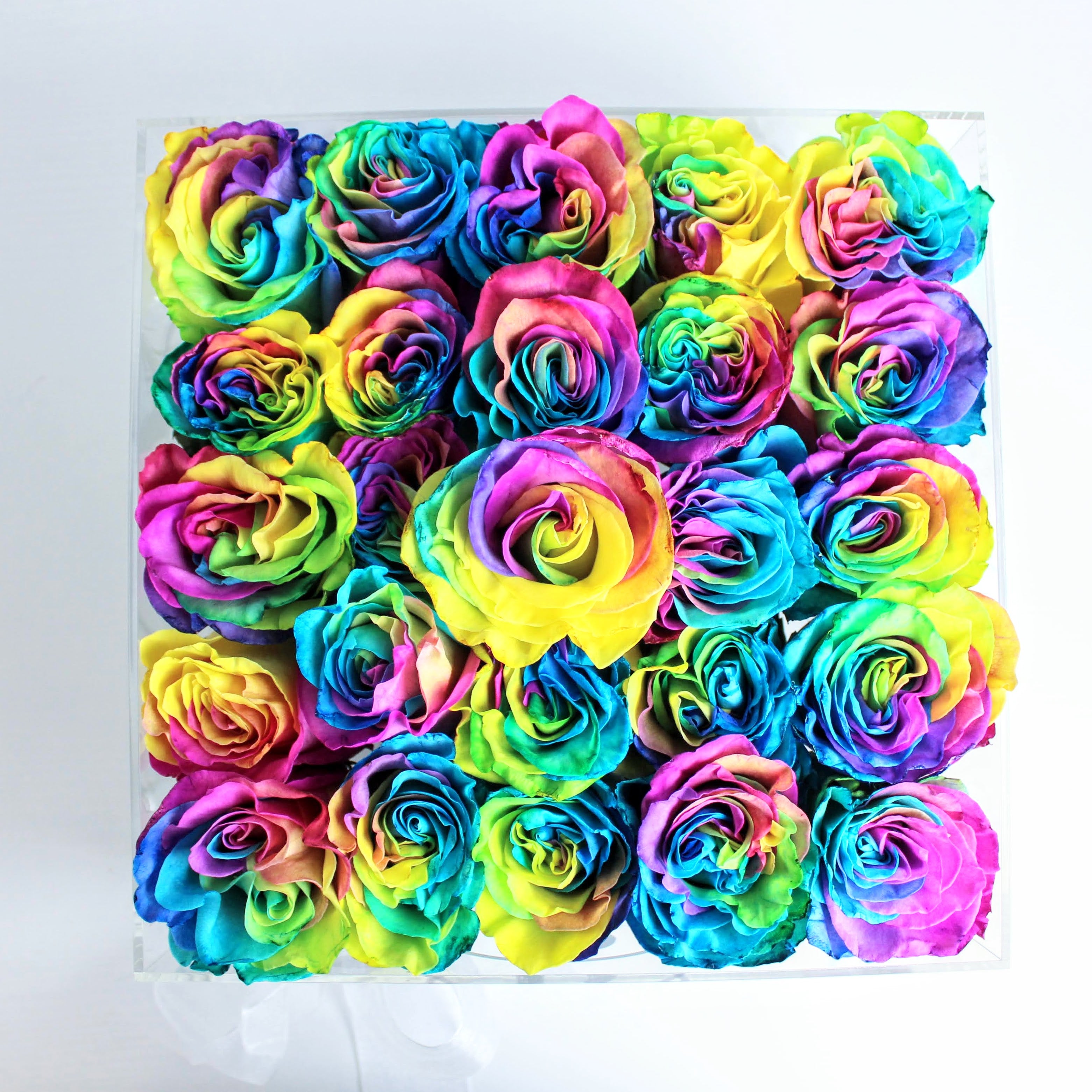 Fresh-Cut Rainbow Roses in Box / Call to Pre-Order