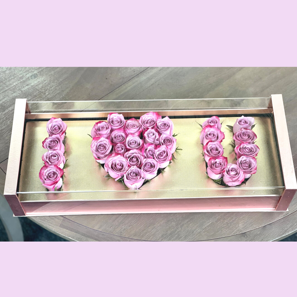 I Heart You Box of 25-30 Fresh-Cut Roses in Rose & Clear Box