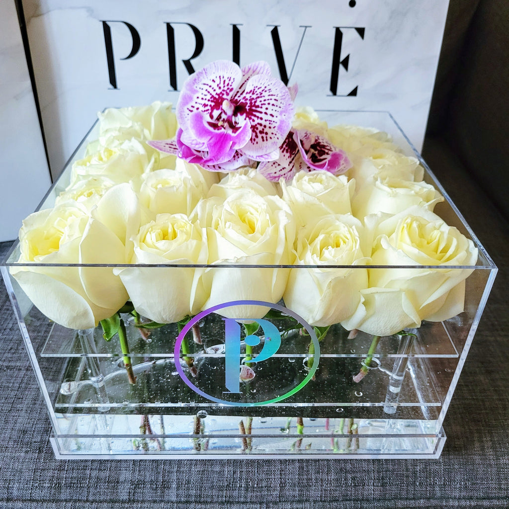The Saint Deluxe | Beautiful White Roses and Colorful Orchid